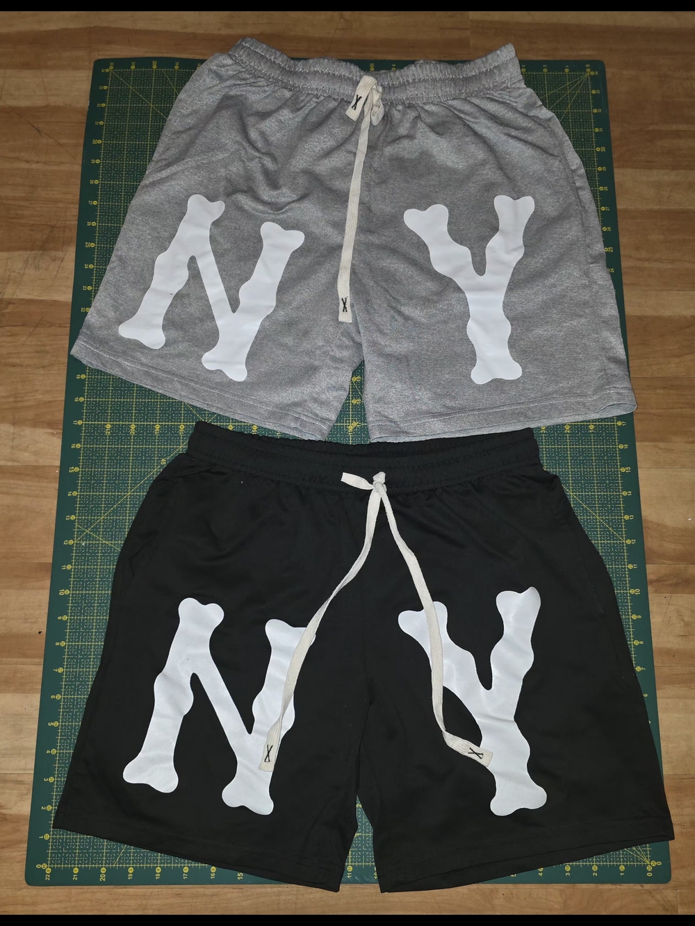 NY Graphic  Shorts in Gray and Black